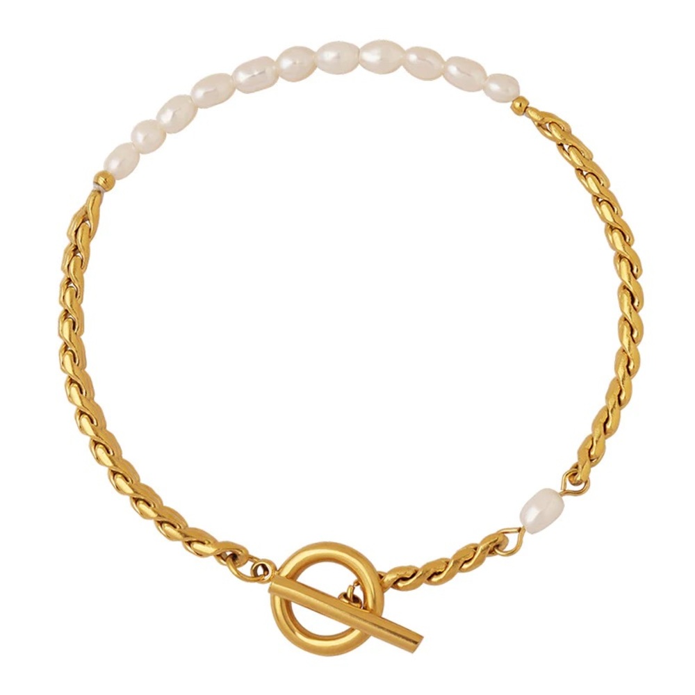 Gold Pearl Bracelet*Ocean Inspired*Vintage Inspired*Toggle Closure*Waterproof